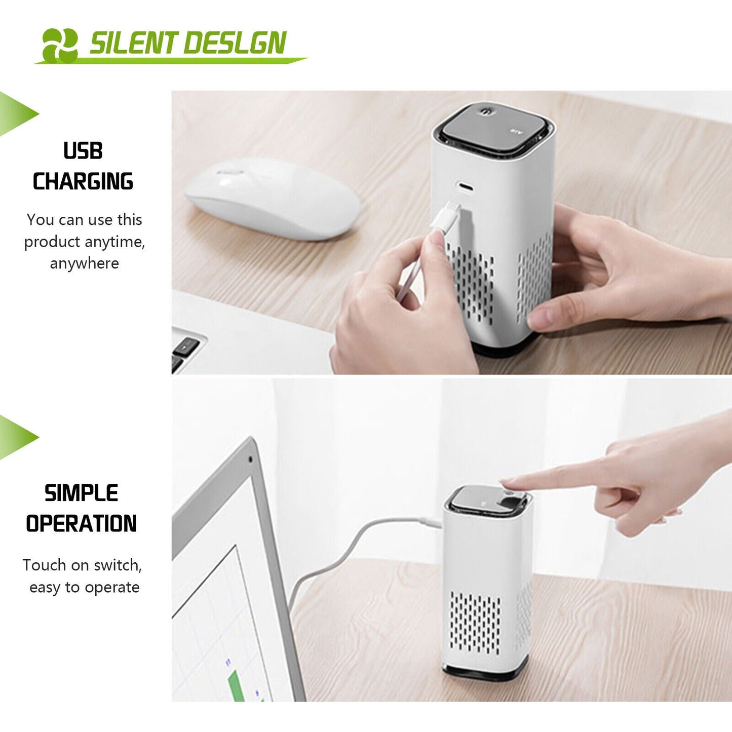 Air Purifier Deodorizer USB Negative Ion Deodorant Ozone Generator Odor Cleaner
