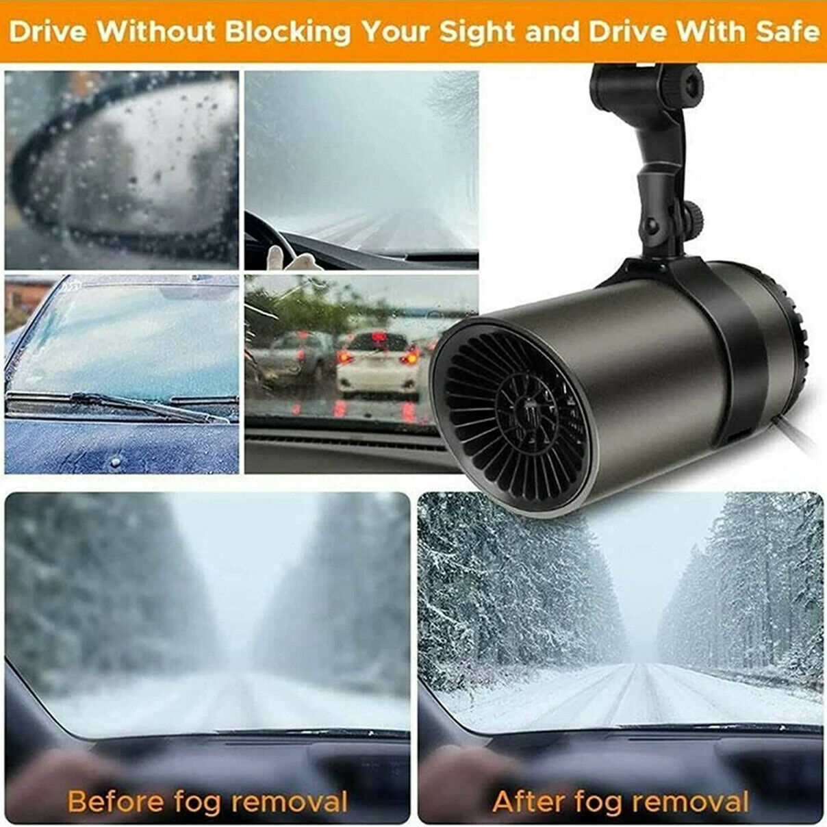 12V Car Heater Defogger Air Purify Auto Warm Air Blower Fast Defroster Demister