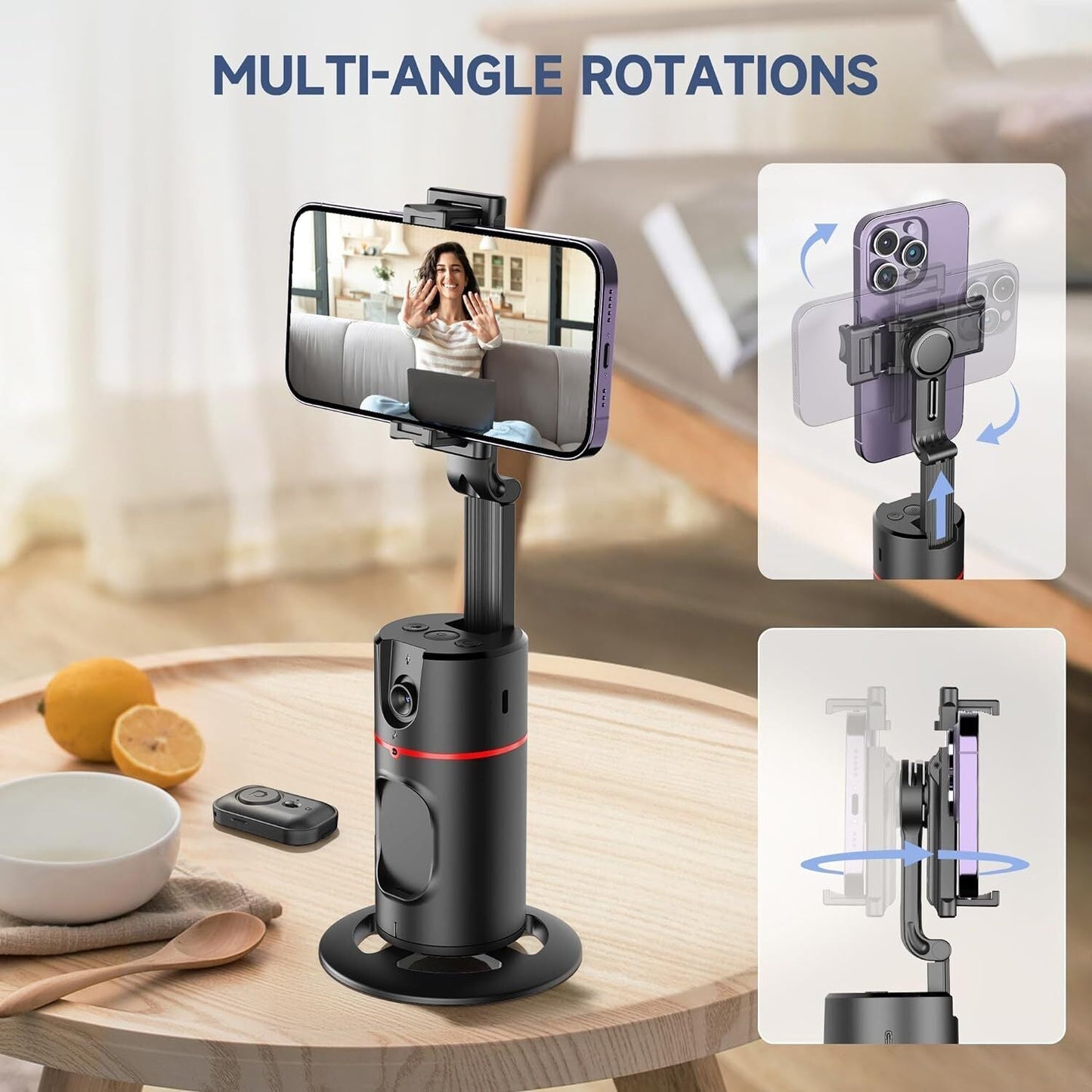 360 Rotation Motion Tracking Mount For Vlogging,Ai Smart Gimbal Face Tracking Gimbal Stabilizer