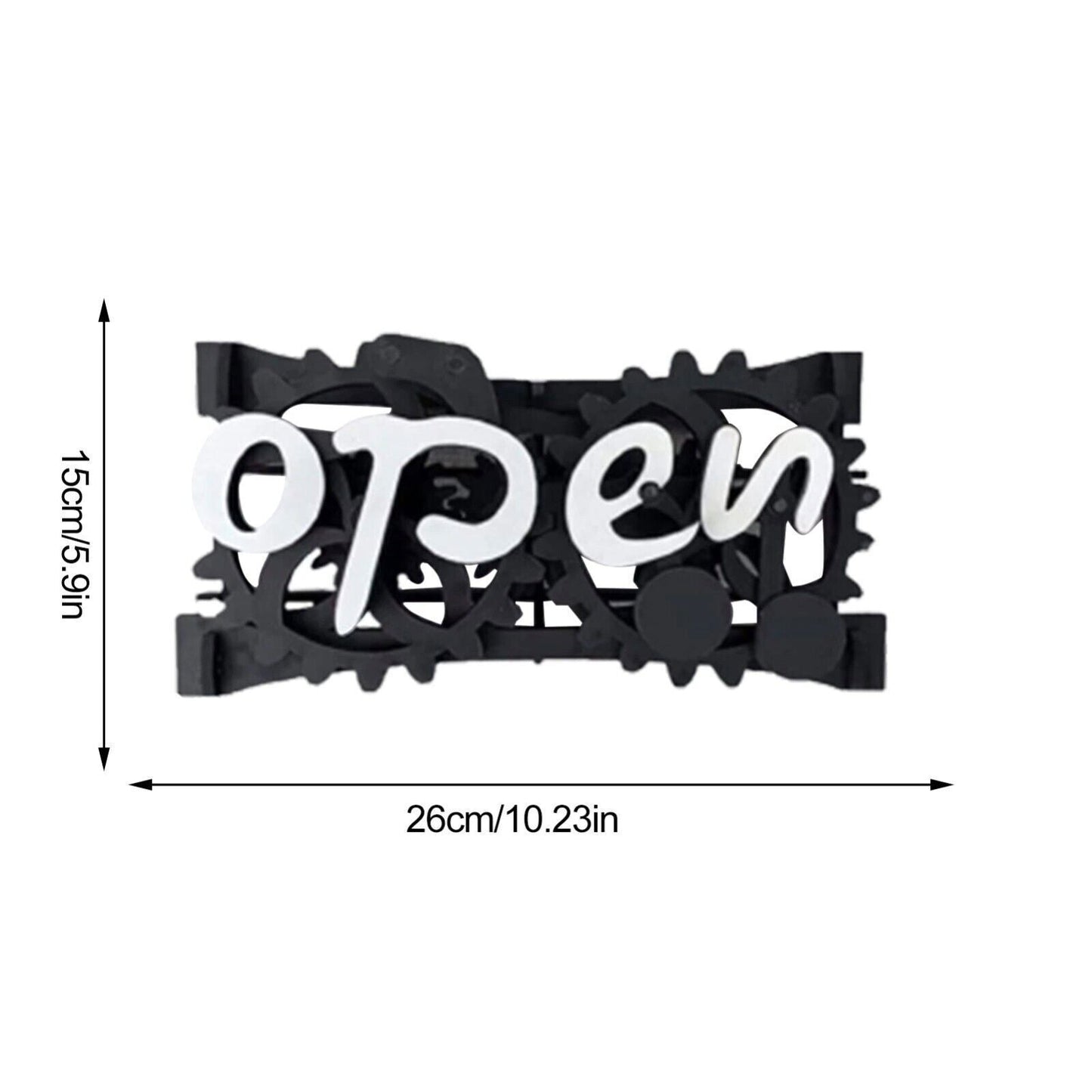 Wooden Double-Sided Open Closed Sign Signs Reversible Gear Business Closing Sign