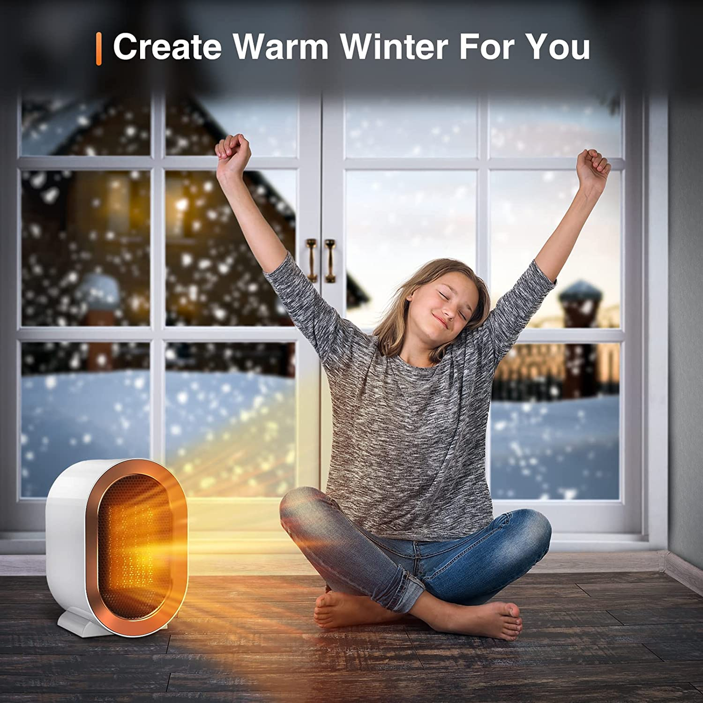 Portable Electric Space Heater with Thermostat for Indoor