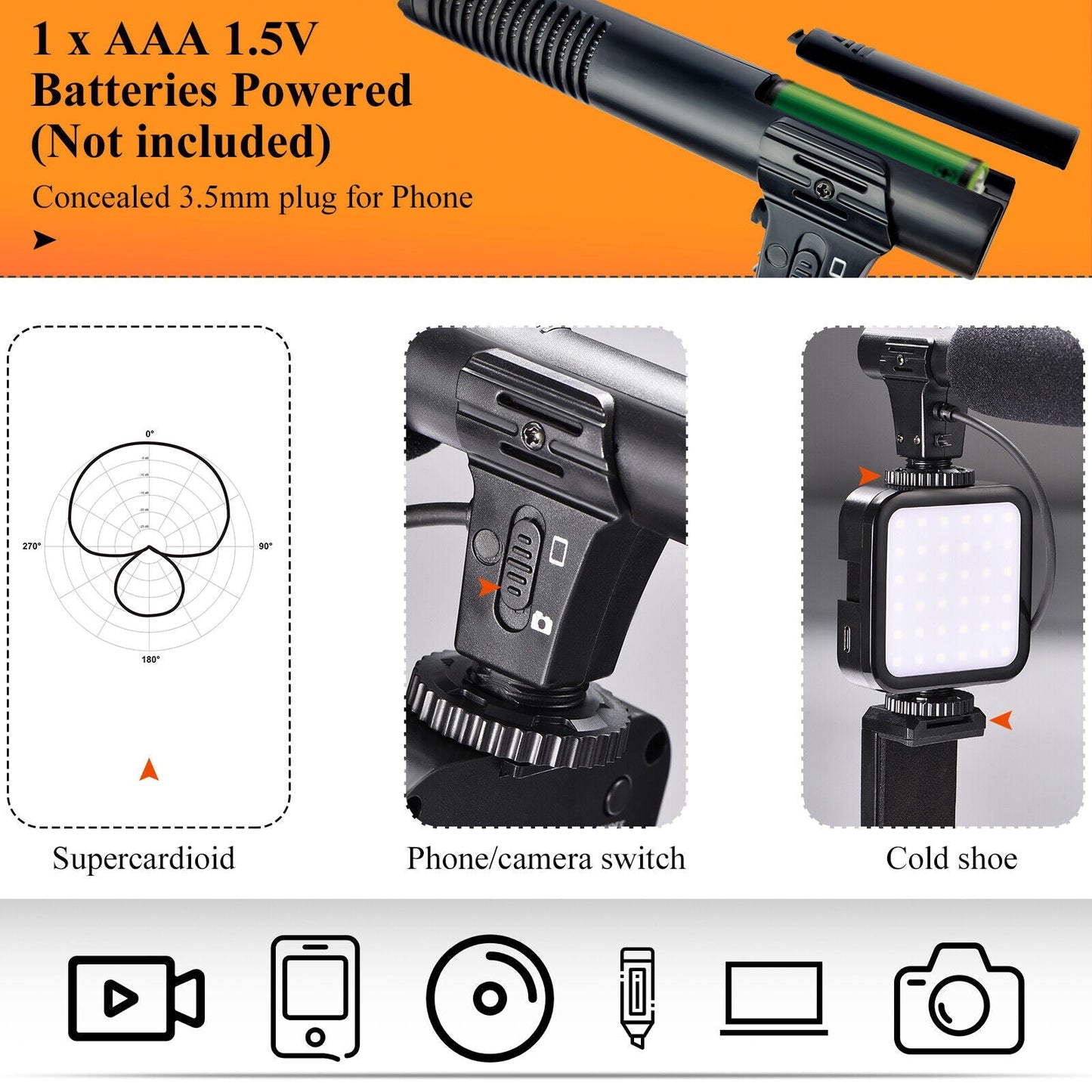 5 in 1 Vlogging Kit with Fill Light Microphone Tripod