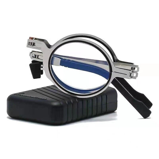 Men Ultra Light Titanium Material Screwless Foldable Anti-Blue Reading Glasses