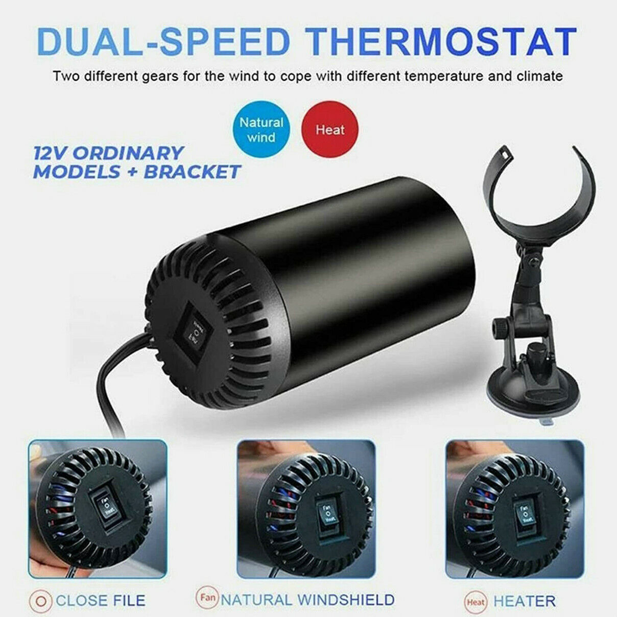 12V Car Heater Defogger Air Purify Auto Warm Air Blower Fast Defroster Demister