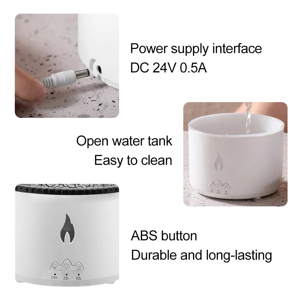 Volcano Humidifier Essential Oil Diffuser, 360Ml Flame Air Diffuser Mist Diffuse