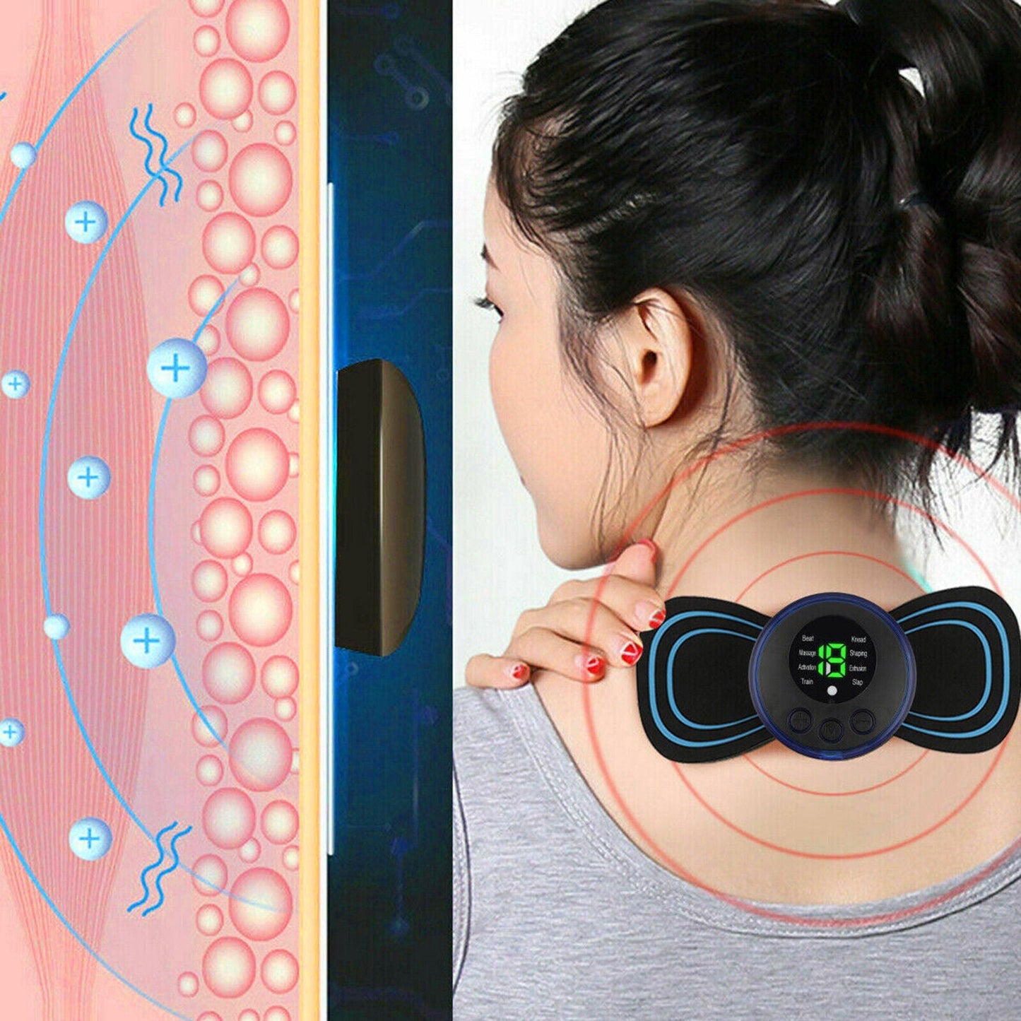 Portable EMS Mini Electric Neck Back Massager Cervical Massage Patch Stimulator