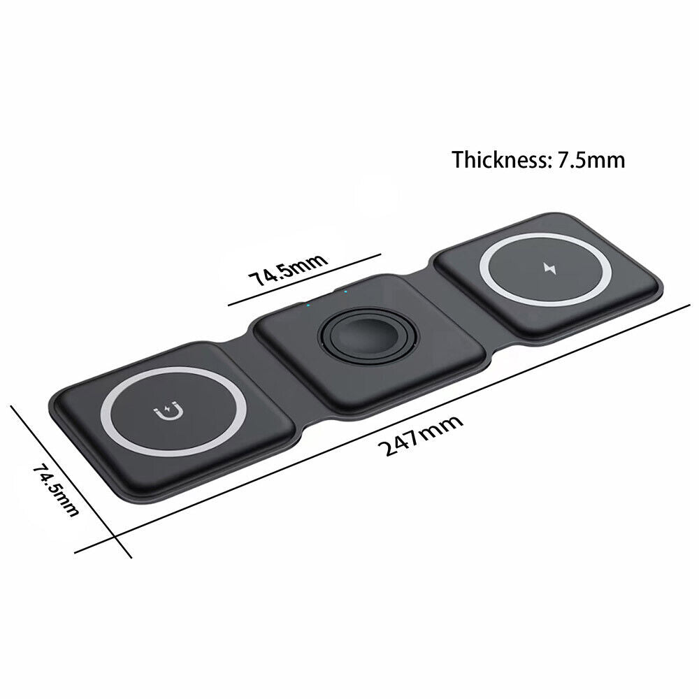 Foldable 3-in-1 Magnetic Wireless Charger Pad For Apple Watch Air Pods iPhone Android