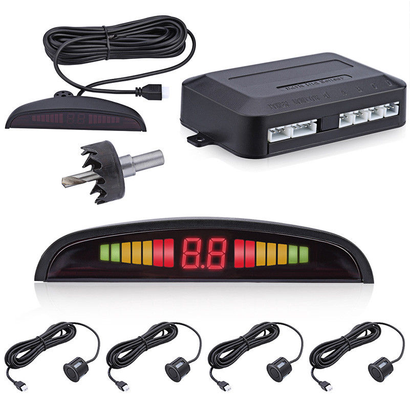 4 Parking Sensors LED Display Car Reverse Radar System Alarm Kit