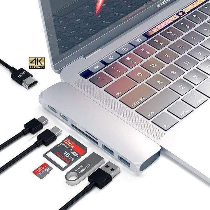 7 in 1 USB C Hub Type-C Card Reader Adapter Aluminum 4K HDMI For MacBook Pro
