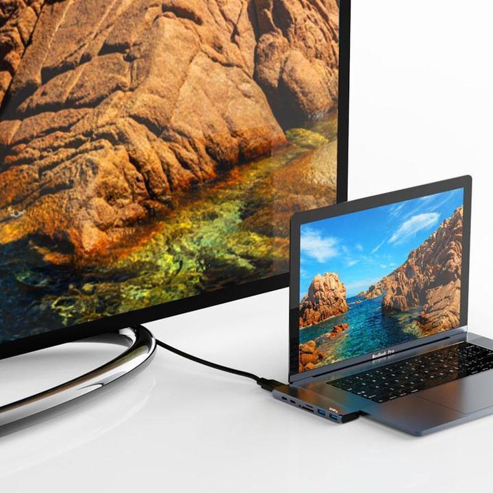 7 in 1 USB C Hub Type-C Card Reader Adapter Aluminum 4K HDMI For MacBook Pro