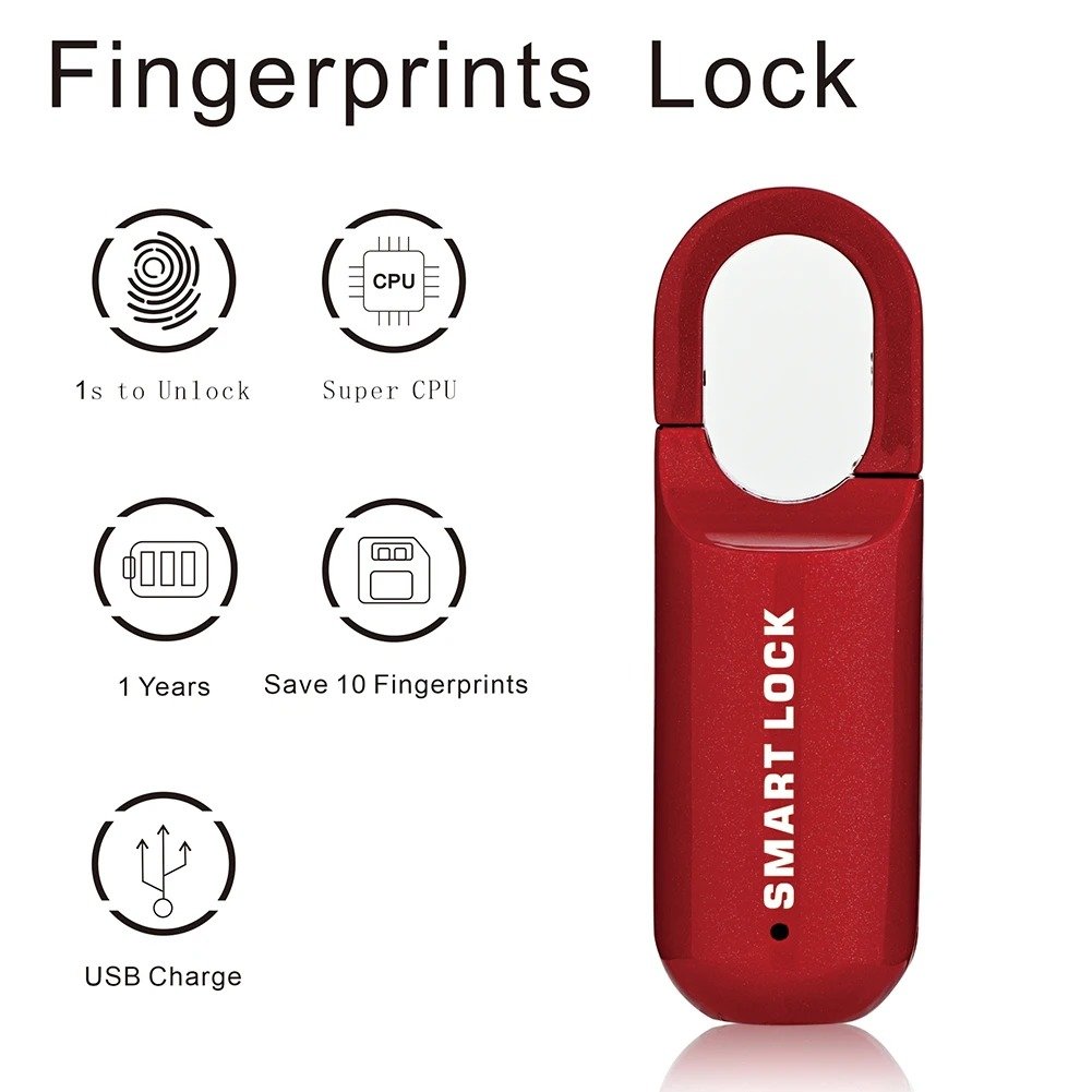 Portable Smart USB Rechargeable Fingerprint Padlock