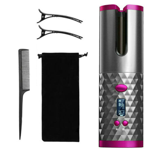 LCD Cordless Haar Curler Auto Rotierenden Drahtlose Haar Waver Lockenstab Keramik