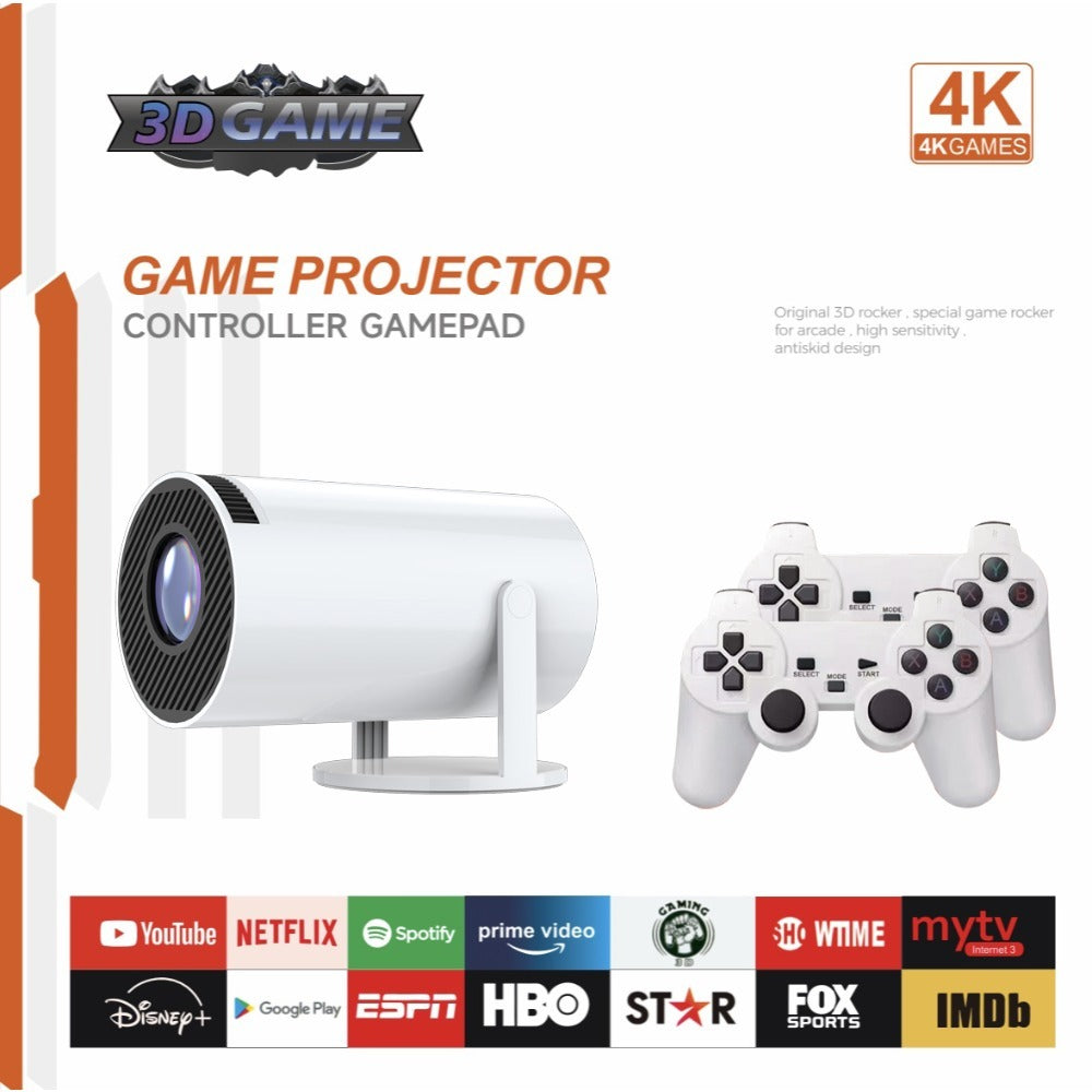 Portable Android 11 5G 1080P WiFi Projector for Gaming with Game Controller