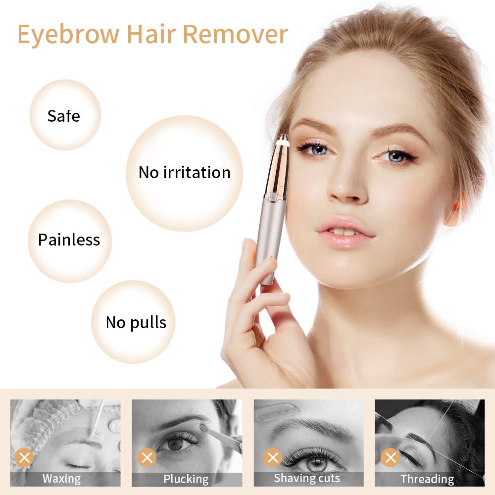 Electric Eyebrow Trimmer Finishing Touch Flawless Brows Hair Remover LED Light