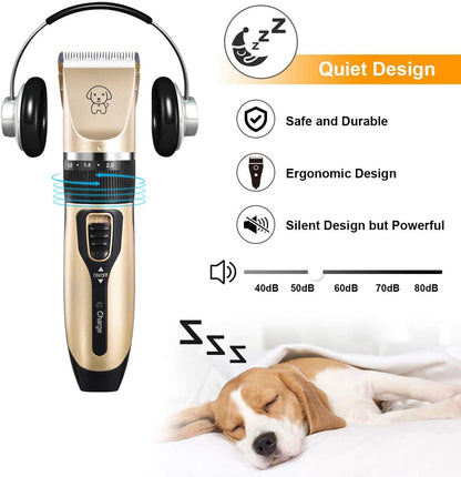 Rasoir pour chien tondeuses à faible bruit Rechargeable sans fil électrique silencieux tondeuse à cheveux Kit de toilettage ensemble