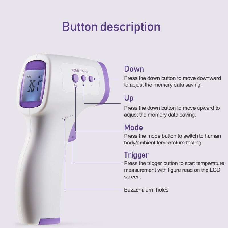 Thermomètre frontal auriculaire sans contact LCD Mesure de température infrarouge LCD