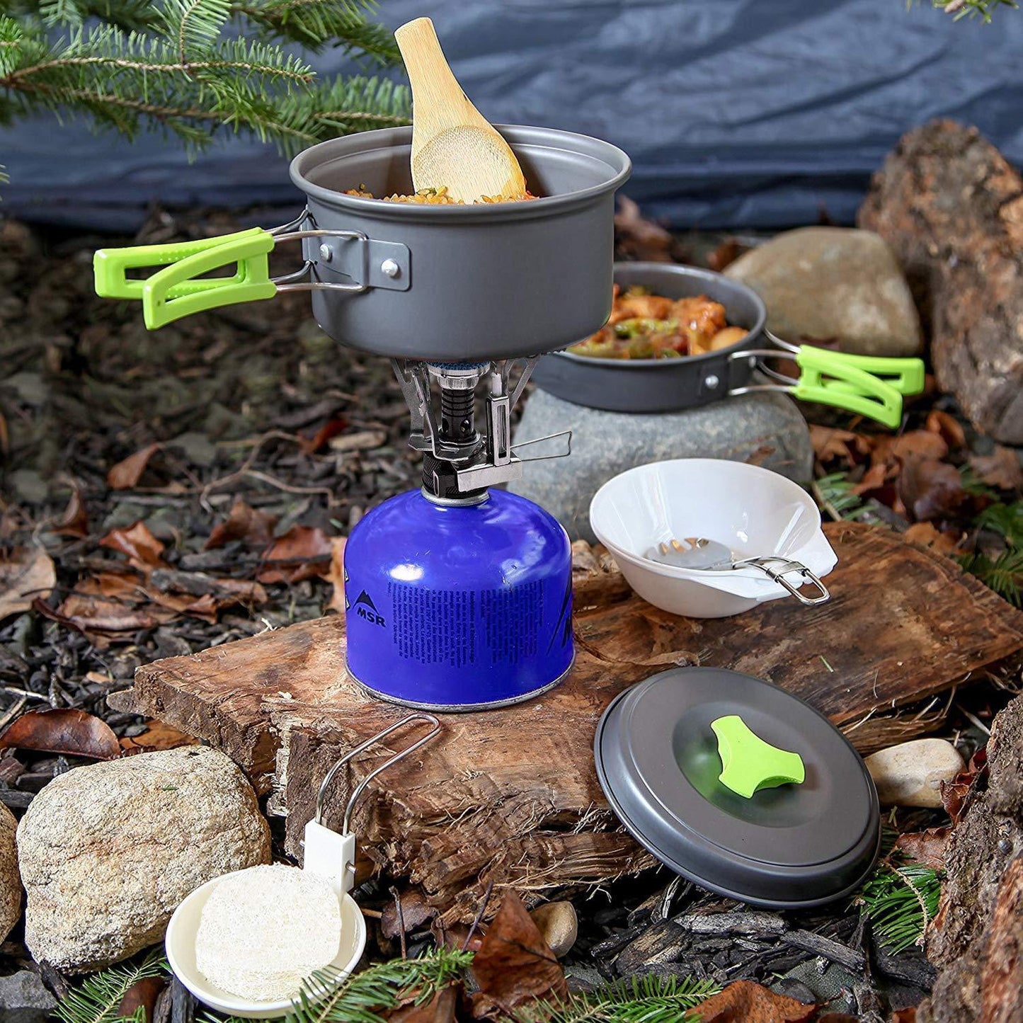 Camping Cookware Mess Kit Backpacking Gear & Hiking Outdoors Bug Out Bag Cooking