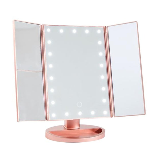 Tri-Fold LED Makeup Mirror