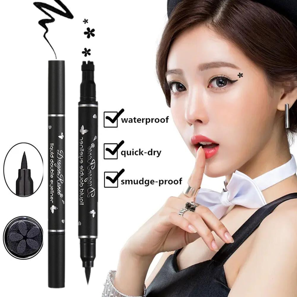 2 in 1 Flüssiger wasserfester Eyeliner Stempelstift Augen Make-up Kit