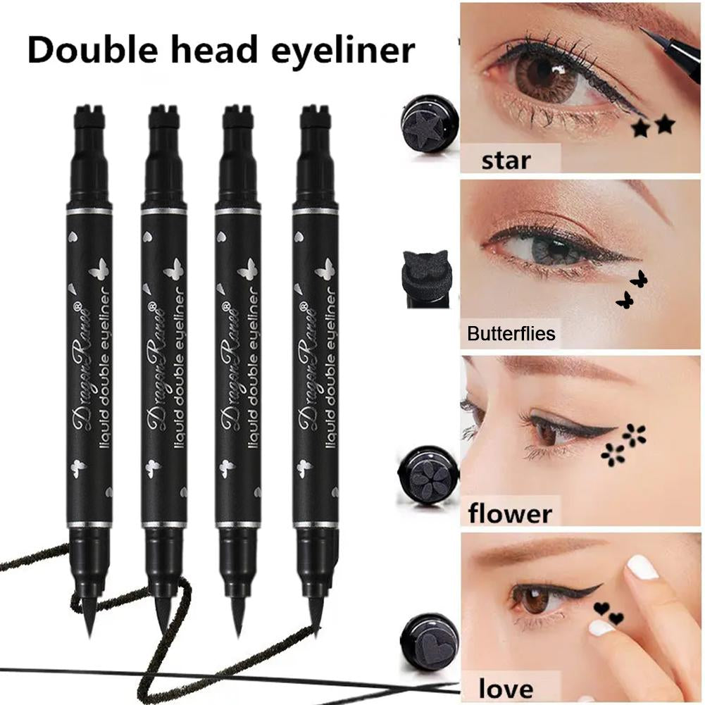 2 in 1 Flüssiger wasserfester Eyeliner Stempelstift Augen Make-up Kit