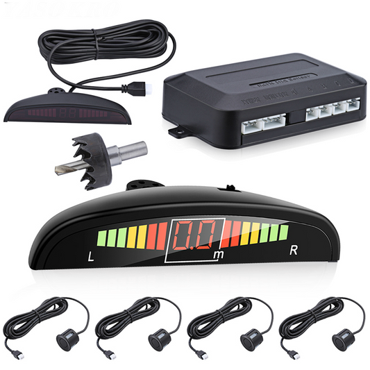 4 Parking Sensors LED Display Car Reverse Radar System Alarm Kit