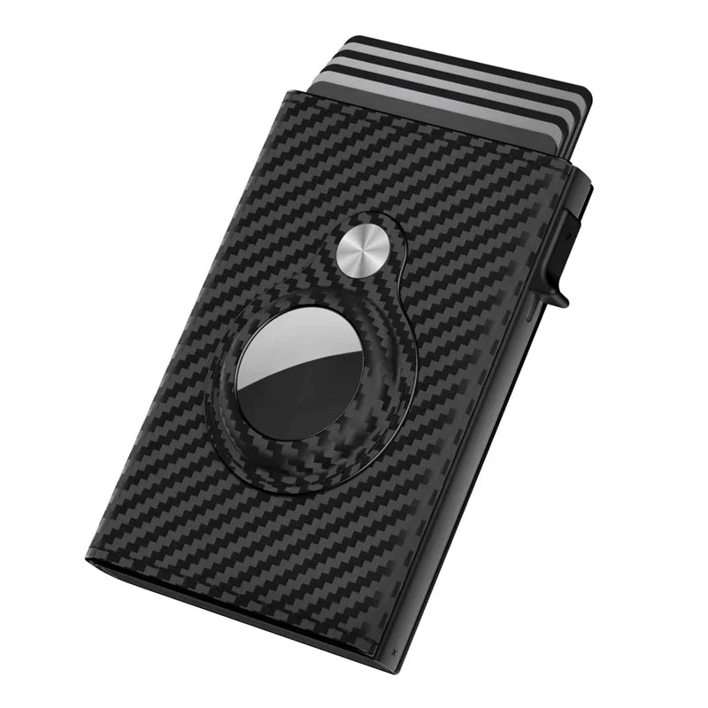 Carbon Fiber RFID ID Credit Card Holder for Airtag Walllet Mini Cards Purse