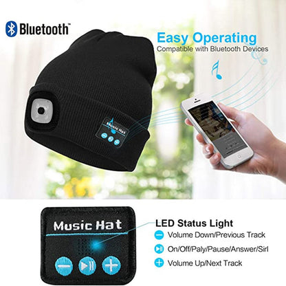 Bonnet musical Bluetooth avec lampe frontale 