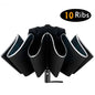 Inverted Windproof Folding Reverse Auto Umbrella with Reflective Stripe 10 Ribs