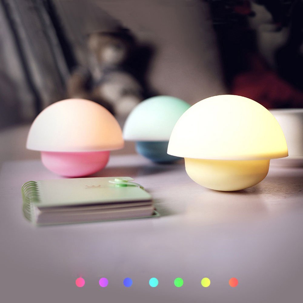 Mushroom Design Touch Sensor Night Light (USB Charging) - Great for Babys Room