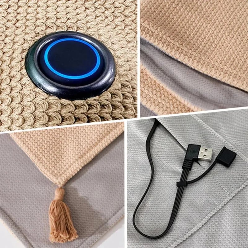 Portable Electric Heated Soft Zipper Shawl Blanket