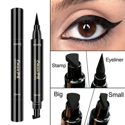 2 in 1 Flüssiger wasserfester Eyeliner Stempelstift Augen Make-up Kit