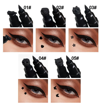 2 in 1 Flüssiger wasserfester Eyeliner Stempelstift Augen Make-up Kit