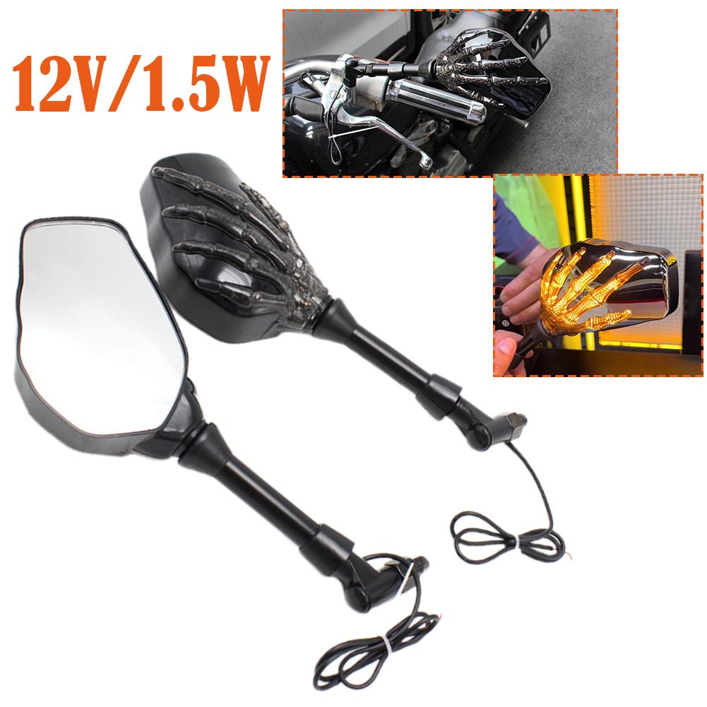 LED Ghost Claw Rearview Mirror For Harley 8mm Yamaha Suzuki Kawasaki Honda 10mm Mounting