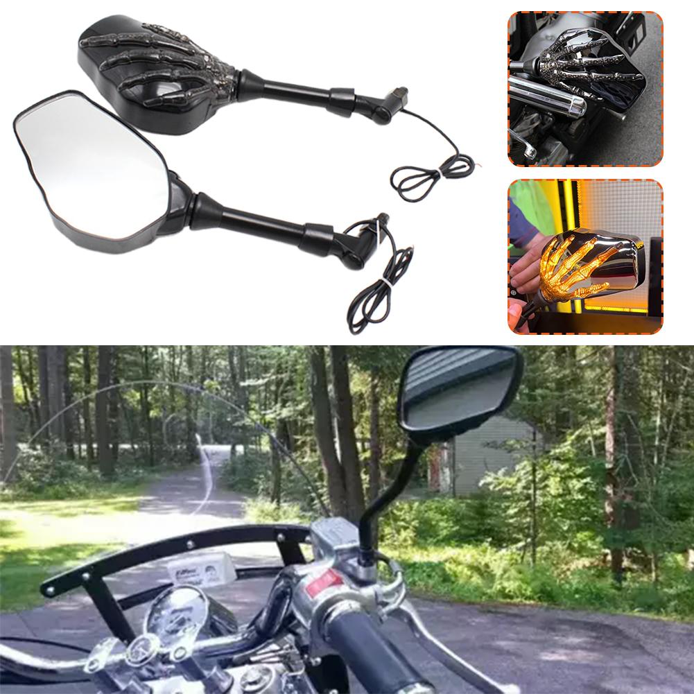 LED Ghost Claw Rearview Mirror For Harley 8mm Yamaha Suzuki Kawasaki Honda 10mm Mounting