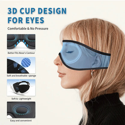 Masque pour dormir Masque pour les yeux 3D Musique Lecture Casque de sommeil Haut-parleur HD intégré