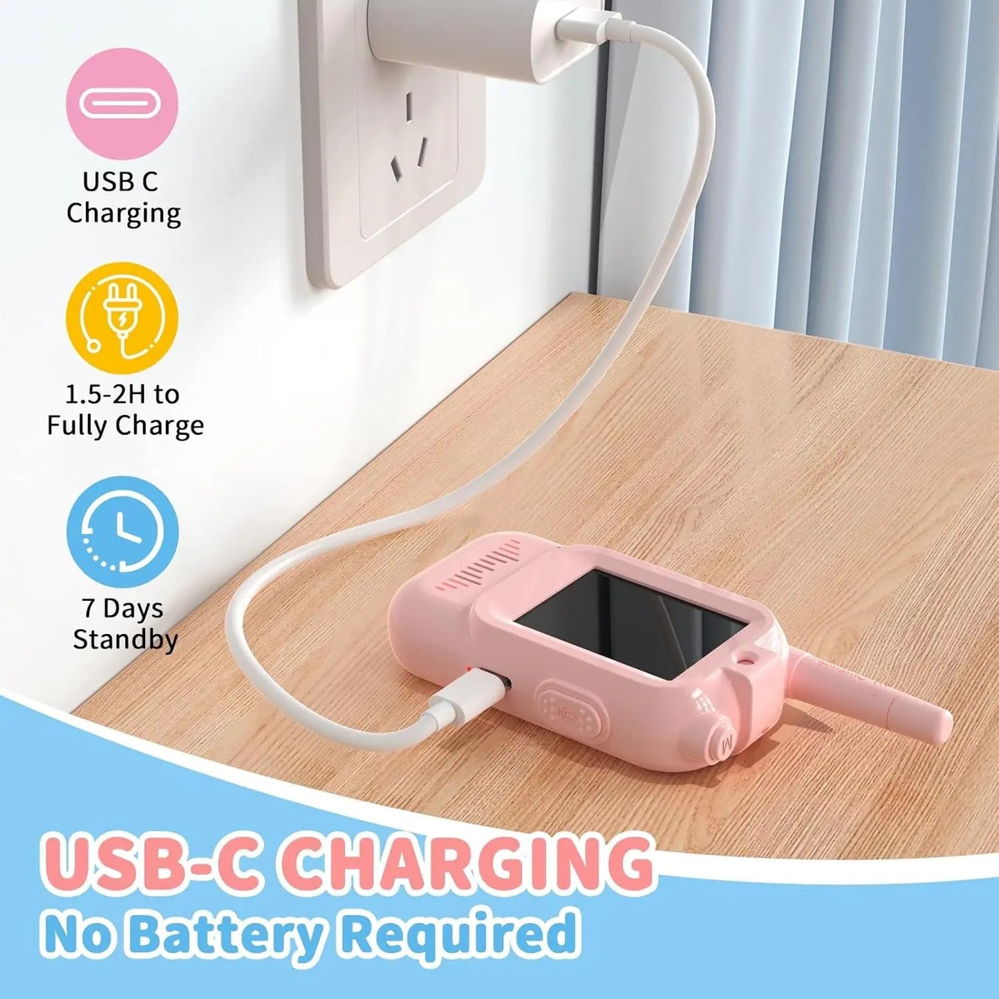 2 PACK Rechargeable Video Walkie Talkies for Ages 3-12 Camping Hiking Toys