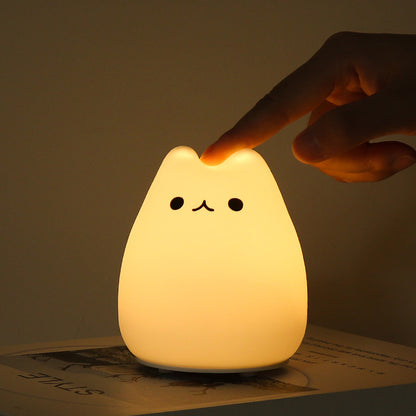 Tragbares LED-Nachtlicht mit süßer Katze aus weichem Silikon