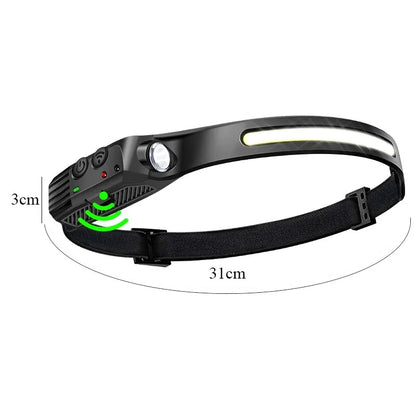 LED Sensor Headlamp Camping Search Light Head Flashlight