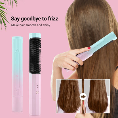 Frizz Wand 2 in 1 Hair Straightener Brush Comb Straightener Hair Curler Comb Styling Tools