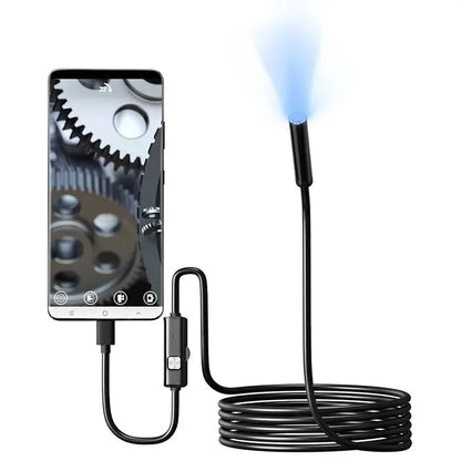 Dual Lens Endoscope Camera – FHD Waterproof Borescope with Light for iOS & Android Inspection