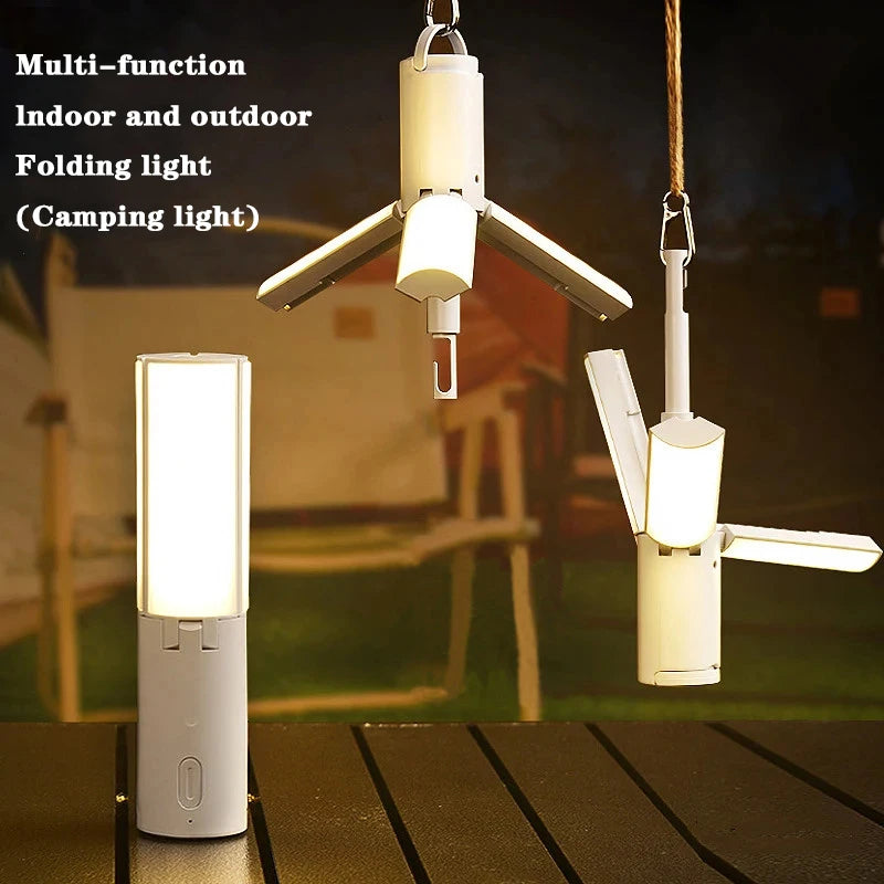 Multi-function Folding Camping Lantern with Adjustable Brightness and Angle Bulbs