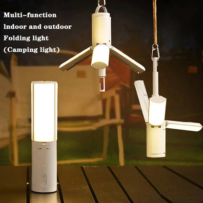 Multi-function Folding Camping Lantern with Adjustable Brightness and Angle Bulbs