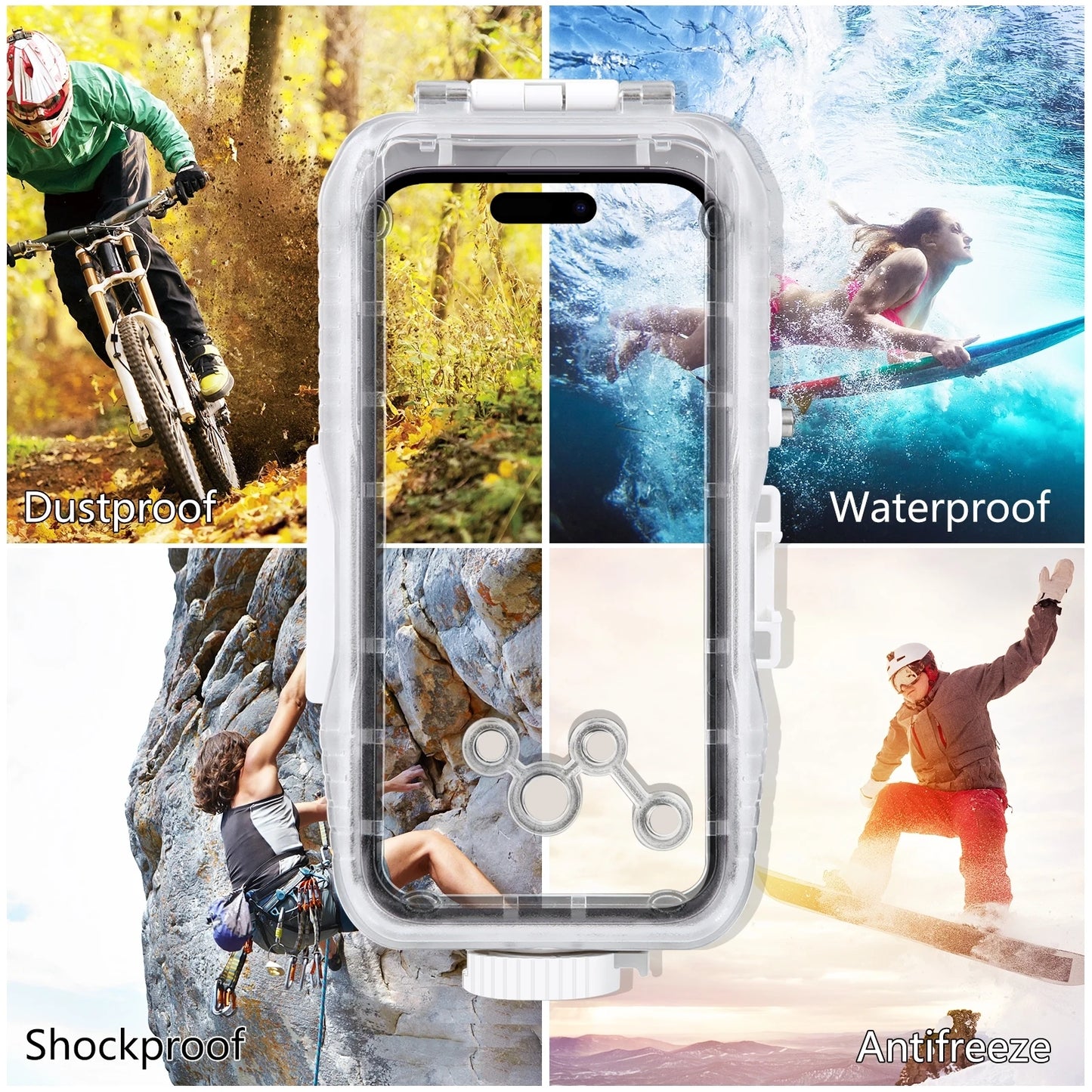 40m/130ft IP68 Sealed Waterproof Underwater Shell Diving iPhone Case