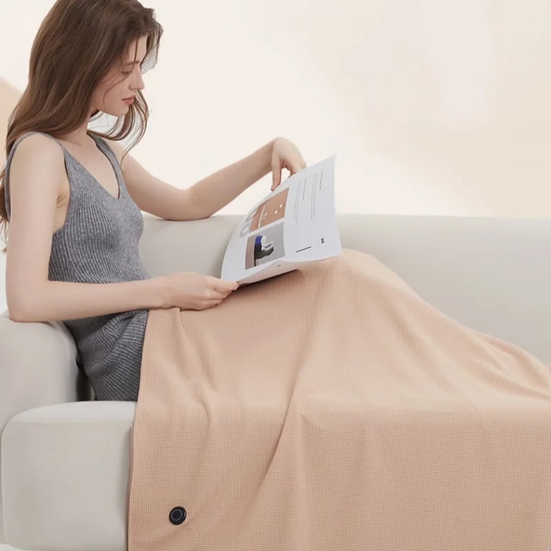 Portable Electric Heated Soft Zipper Shawl Blanket