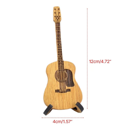 Boîte à médiators en bois avec support Mini support en forme de guitare acoustique personnalisée