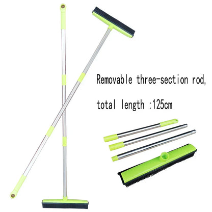 Pet Hair Removal Mop,Rubber Broom with Squeegee for Carpet Pet Hair Remover