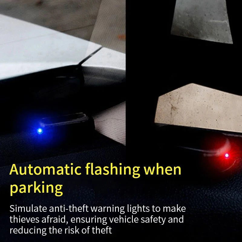 2PCs Car Anti-theft Simulation Warning Flashing Solar  Light