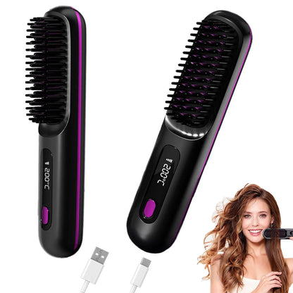Portable Hair Straightener Brush AntiScald Hair Cordless Hair Straightener Brush