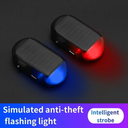 2PCs Car Anti-theft Simulation Warning Flashing Solar  Light