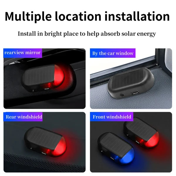 2PCs Car Anti-theft Simulation Warning Flashing Solar  Light